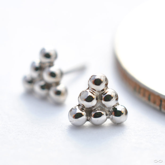 6 Bead Triangle Cluster Press-fit End in Gold from BVLA in White Gold