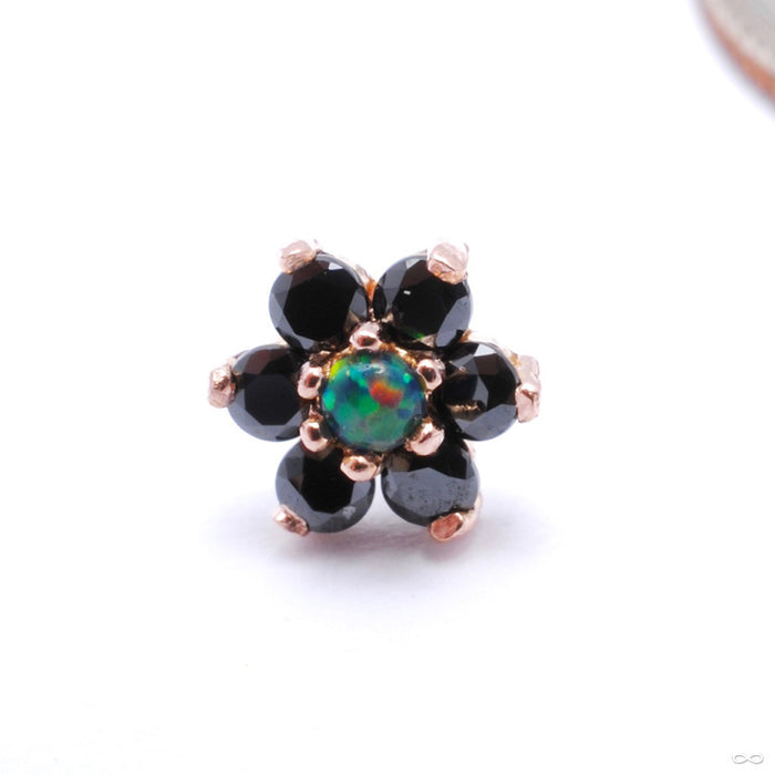 7 Stone Flower Press-fit End from LeRoi with Black CZ & Black Opals