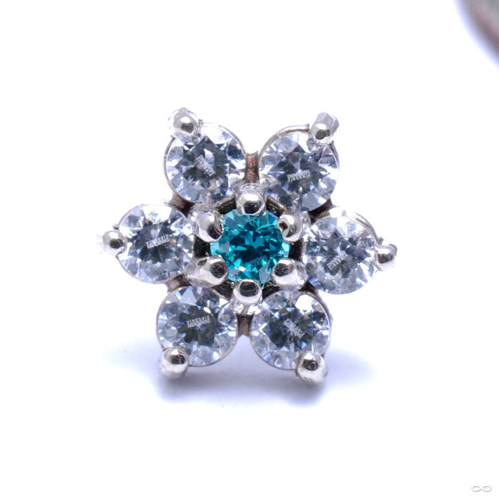 7 Stone Flower Press-fit End from LeRoi with Clear CZ & Mint Stones