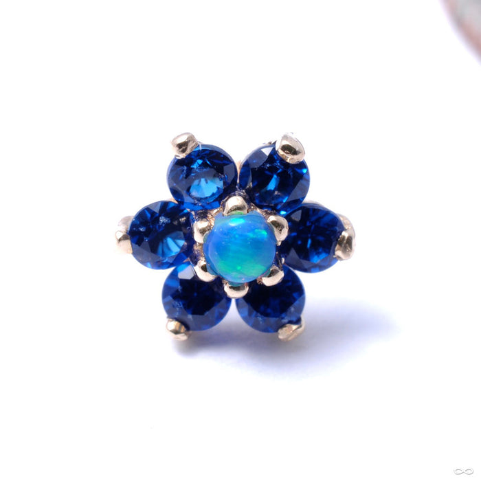 7 Stone Flower Press-fit End from LeRoi with Medium Blue & Blue Opal Stones