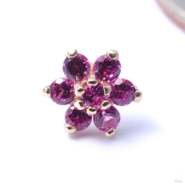 7 Stone Flower Press-fit End from LeRoi with Dark Ruby Stones