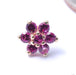 7 Stone Flower Press-fit End from LeRoi with Dark Ruby Stones
