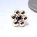 Bead Flower Cluster with Gemstone Press-fit End in Gold from BVLA with Black CZ