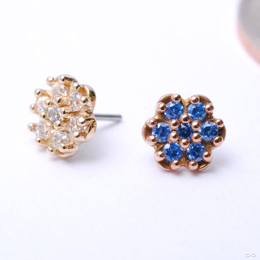7 Stone Rounded Flower Press-fit End in Gold from LeRoi with Assorted Stones