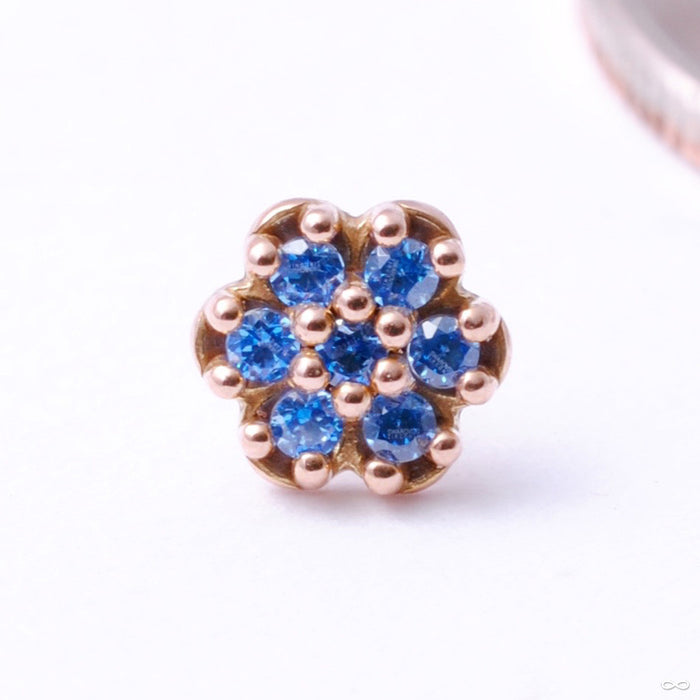 7 Stone Rounded Flower Press-fit End in Gold from LeRoi with Arctic Blue CZ