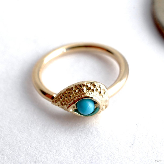 Nanda Pear Fixed Bead Ring in Gold from BVLA with Turquoise