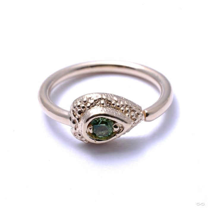 Nanda Pear Fixed Bead Ring in Gold from BVLA with Tsavorite