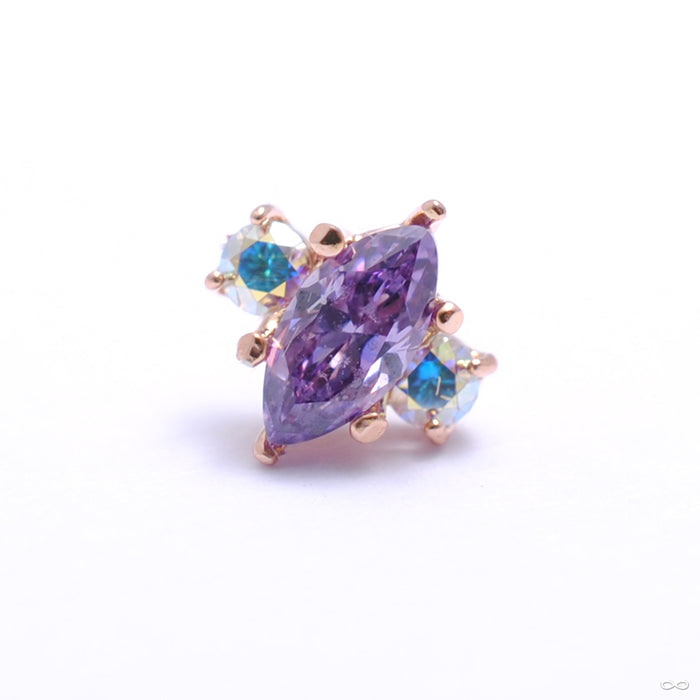 Prong-set Marquise with Side Accent Press-fit End in Gold from Anatometal with amethyst & aurora borealis