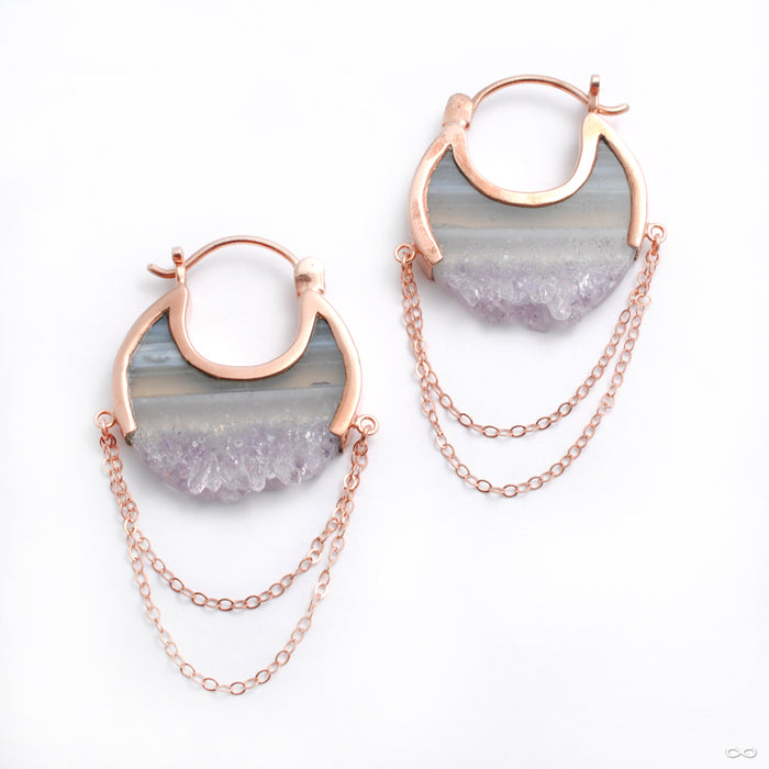 Small Moonstruck Earrings in Rose Gold with Striped Fluorite from Buddha Jewelry