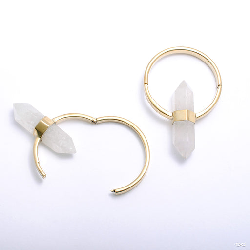 Alchemy Hoops in Brass with Crystal Quartz from Buddha Jewelry