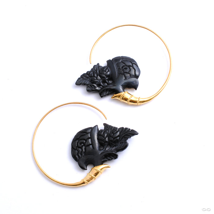 Amore Earrings from Maya Jewelry in yellow-gold-plated brass with horn