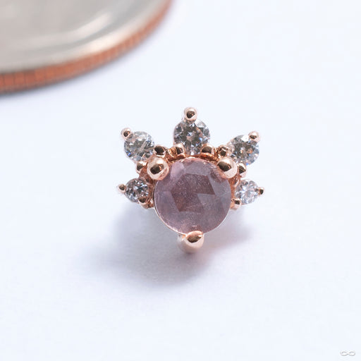 Anaya Threaded End in Gold from BVLA in rose gold with rose-cut rose quartz & clear CZ