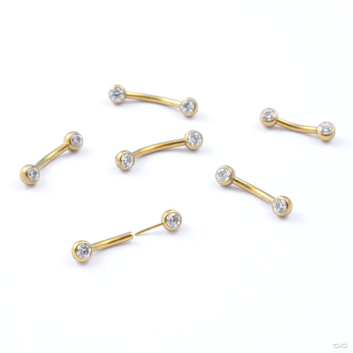Curved Press-fit Post with Side-set Stones in Titanium Anodized Gold from Neometal in assorted sizes