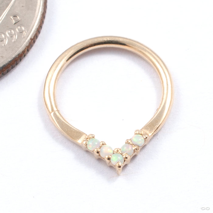 Apex Seam Ring in Gold from Tawapa in yellow gold with white opal