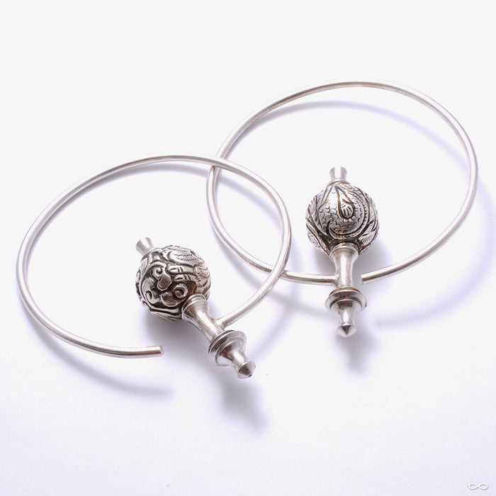 Asia Major Hoop Weights with Bali Filigree Beads from Morton Manley