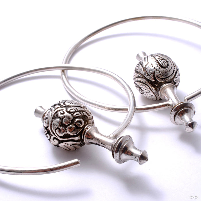 Asia Major Hoop Weights with Bali Filigree Beads from Morton Manley detailed view
