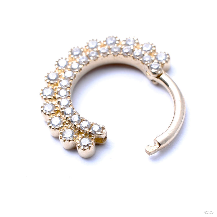 Apsara Clicker in Gold from Venus by Maria Tash in Clear CZ with hinge open