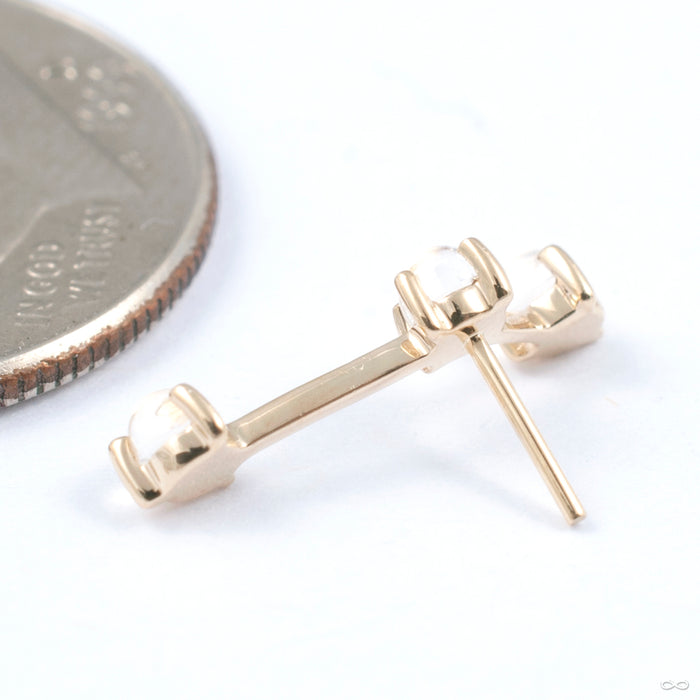 Astera 3 Press-fit End in Gold from Modern Mood in yellow gold with moonstone back view