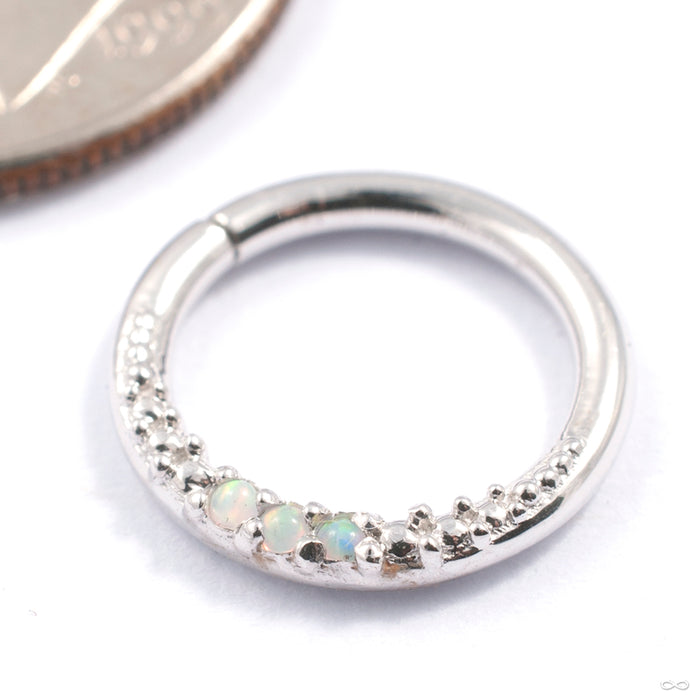 Athena Seam Ring in Gold from Tawapa in white gold with white opal