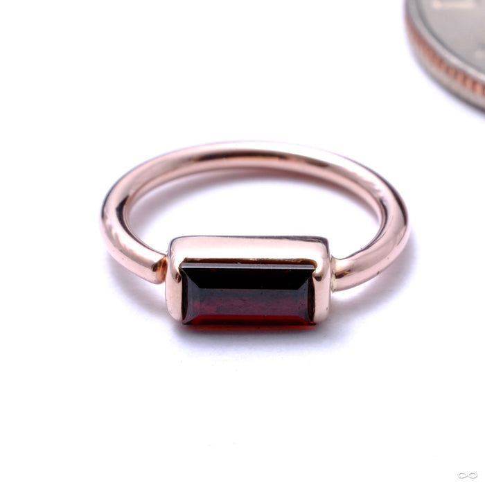 Baguette Bar Seam Ring in Gold from BVLA with garnet