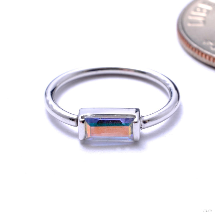 Baguette Bar Seam Ring in Gold from BVLA with mercury mist topaz