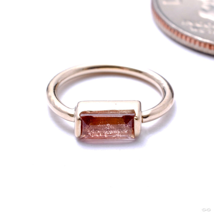 Baguette Bar Seam Ring in Gold from BVLA with Oregon sunstone