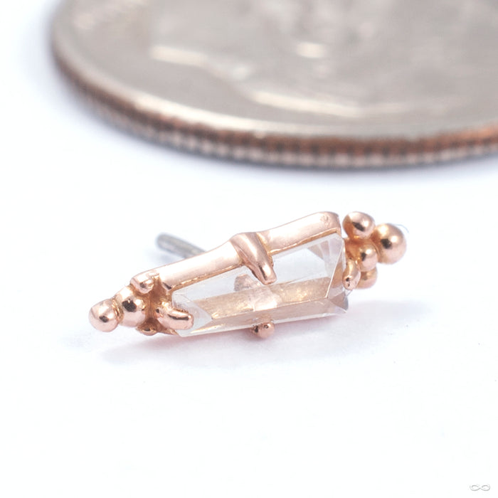Beaded Baguette Press-fit End in Gold from Sacred Symbols in rose gold with clear CZ
