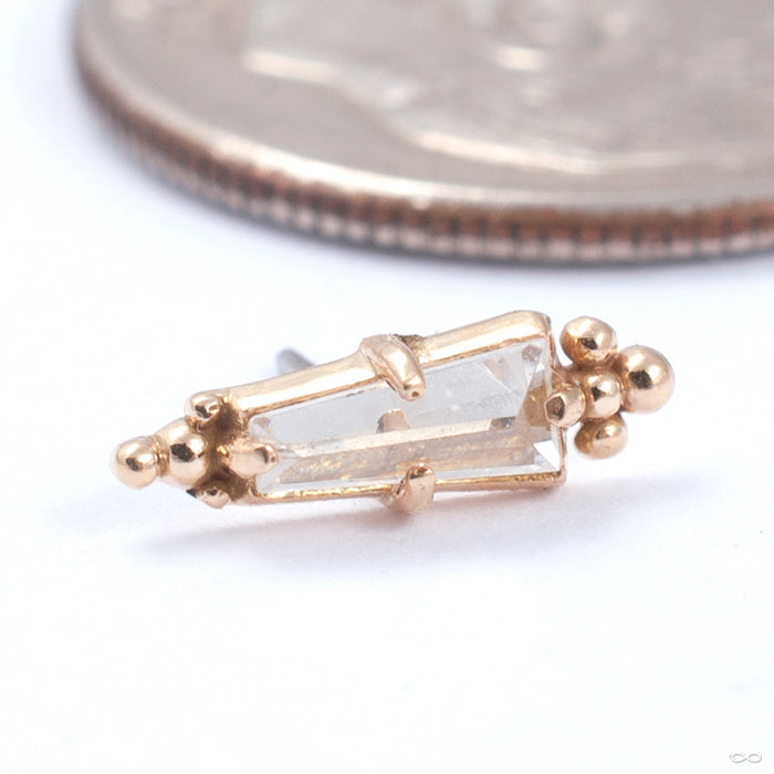 Beaded Baguette Press-fit End in Gold from Sacred Symbols in yellow gold with clear CZ