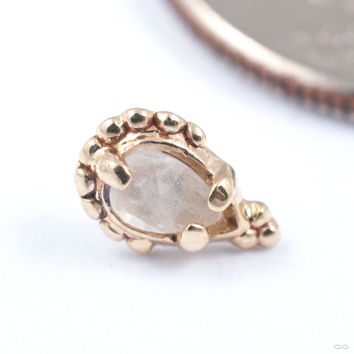 Beaded Teardrop Press-fit End in Gold from Sacred Symbols in yellow gold with cz