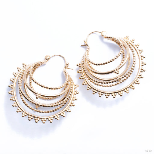 Beaded Warrior Earrings from Tawapa in yellow-gold-plated brass