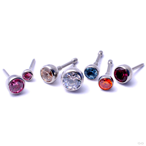 Bezel-set Gemstone Press-fit Ends in Titanium from NeoMetal with Assorted Stones