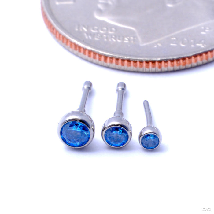 Bezel-set Gemstone Press-fit End in Titanium from NeoMetal with arctic blue stones