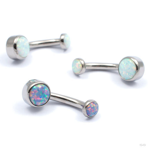 Bezel-set Faux-Pal Gem Threaded Navel Curve in Titanium from Industrial Strength in assorted materials