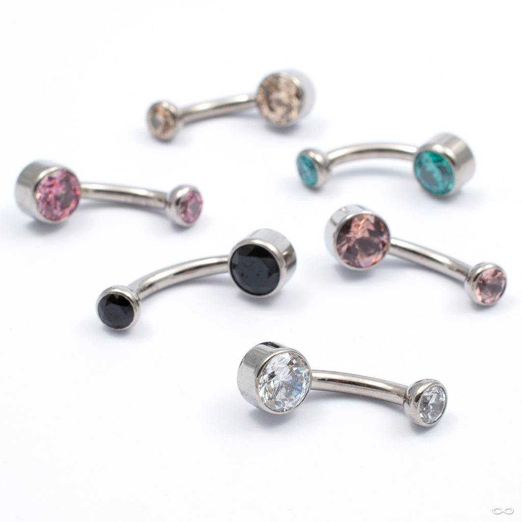 Industrial Strength - Bezel-set Gem Curved Barbell from Industrial Strength  - Infinite Body Piercing, Inc.