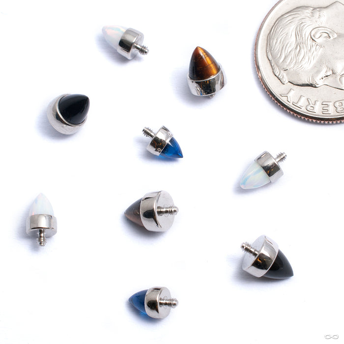 Bezel-set Bullet-cut Cabochon Threaded End in Stainless Steel from Anatometal in assorted materials and sizes