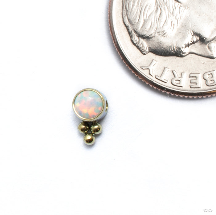 Bezel-set Captive Gem Bead with Tri Bead Cluster from LeRoi with white opal