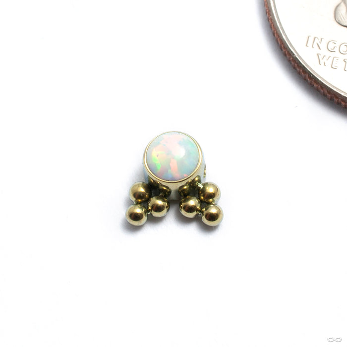 Bezel-set Captive Gem Bead with Twin Tri Bead Clusters from LeRoi with white opal
