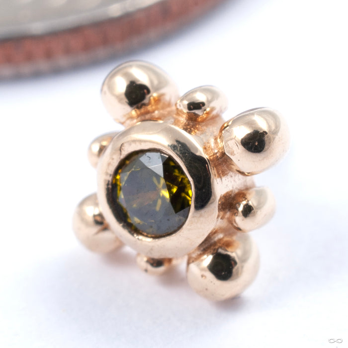 Bindi Press-fit End in Gold from LeRoi in yellow gold with olive
