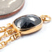 Black Diamond Charm with Chains in Gold from Diablo Organics stone detail in yellow gold