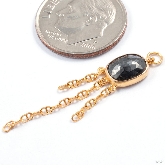 Black Diamond Charm with Chains in Gold from Diablo Organics in yellow gold