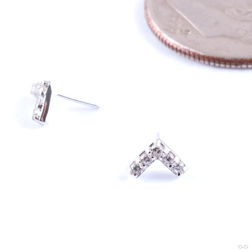 Chevron with Stones Press-fit End in Gold from Junipurr Jewelry in white gold with clear CZ