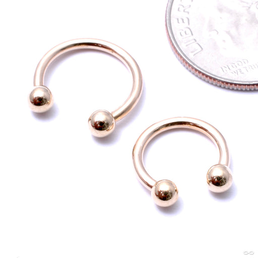 Circular Threaded Barbell with Balls in Gold from LeRoi in yellow gold