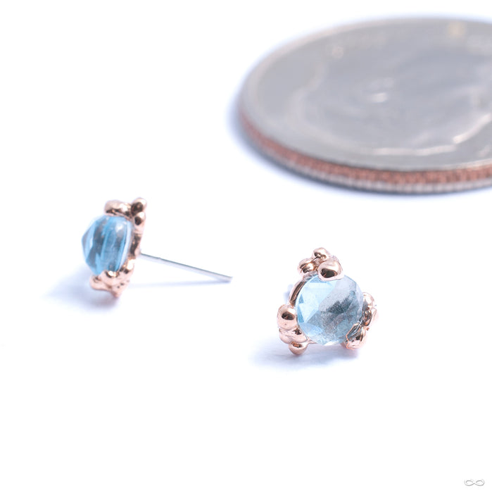 Cleo Beaded Press-fit End in Gold from Pupil Hall with blue topaz in rose gold