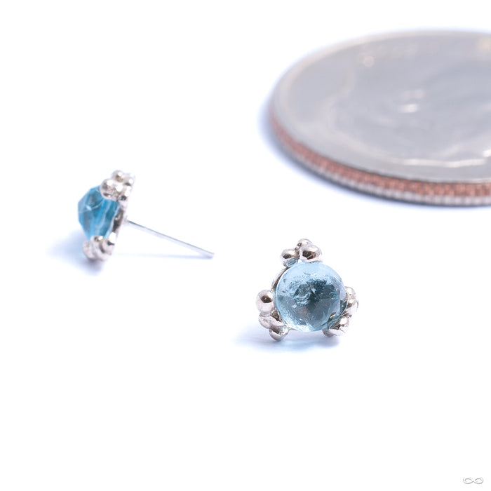 Cleo Beaded Press-fit End in Gold from Pupil Hall with blue topaz in white gold