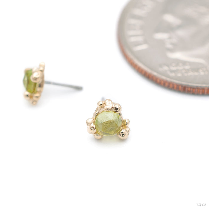 Cleo Beaded Press-fit End in Gold from Pupil Hall with peridot in yellow gold