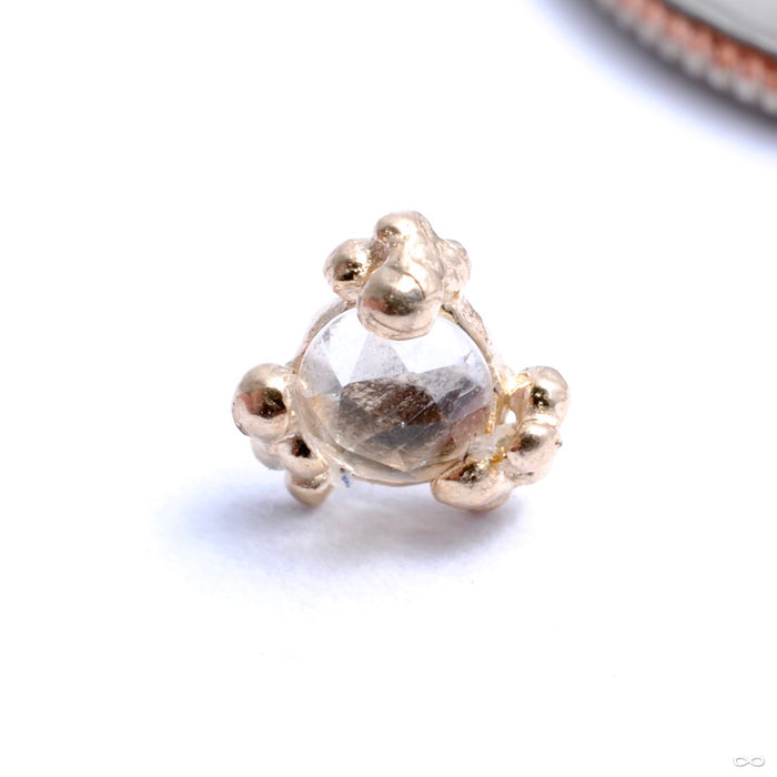 Beaded Cleo Press-fit End in Gold from Pupil Hall with white topaz in yellow gold