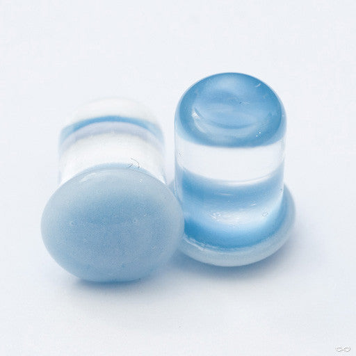 Color Front Plugs from 2g to 1/2" from Gorilla Glass in Sky Blue