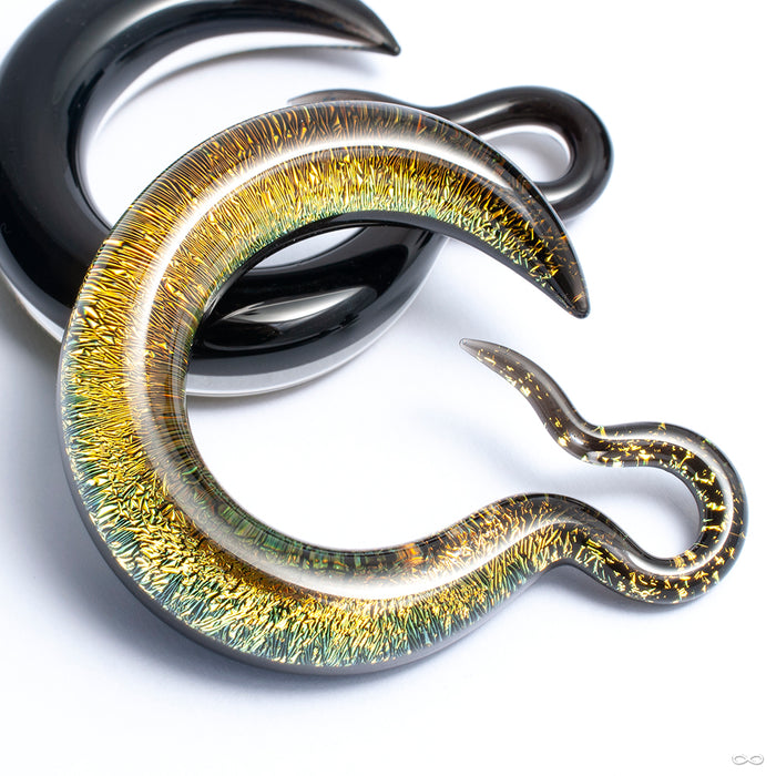 Crescent Dichroic Hoops from Gorilla Glass in gold