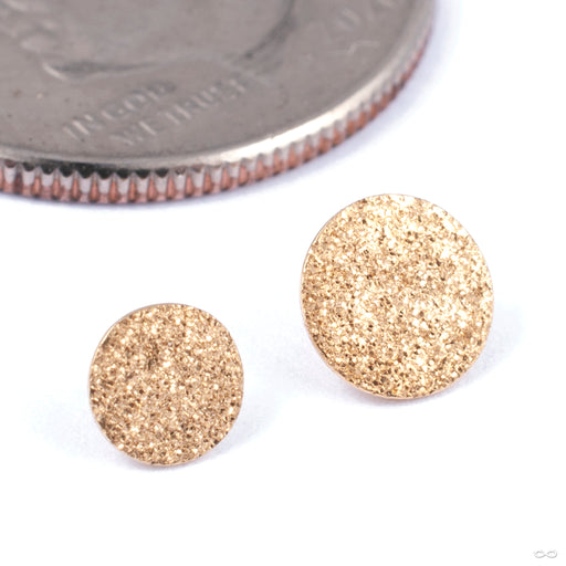 Crushed Diamond Textured Disc Threaded End in Gold from Auris Jewellery in assorted yellow gold sizes