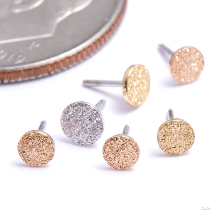 Crushed Diamond Textured Disc Press-fit End in Gold from Auris Jewellery in various materials